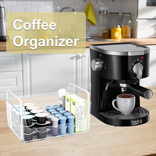 Miniatura 3 de Bandeja organizadora de maquillaje transparente con asas, almacenamiento de baño y tocador para cosméticos, cuidado de la piel, organizador de