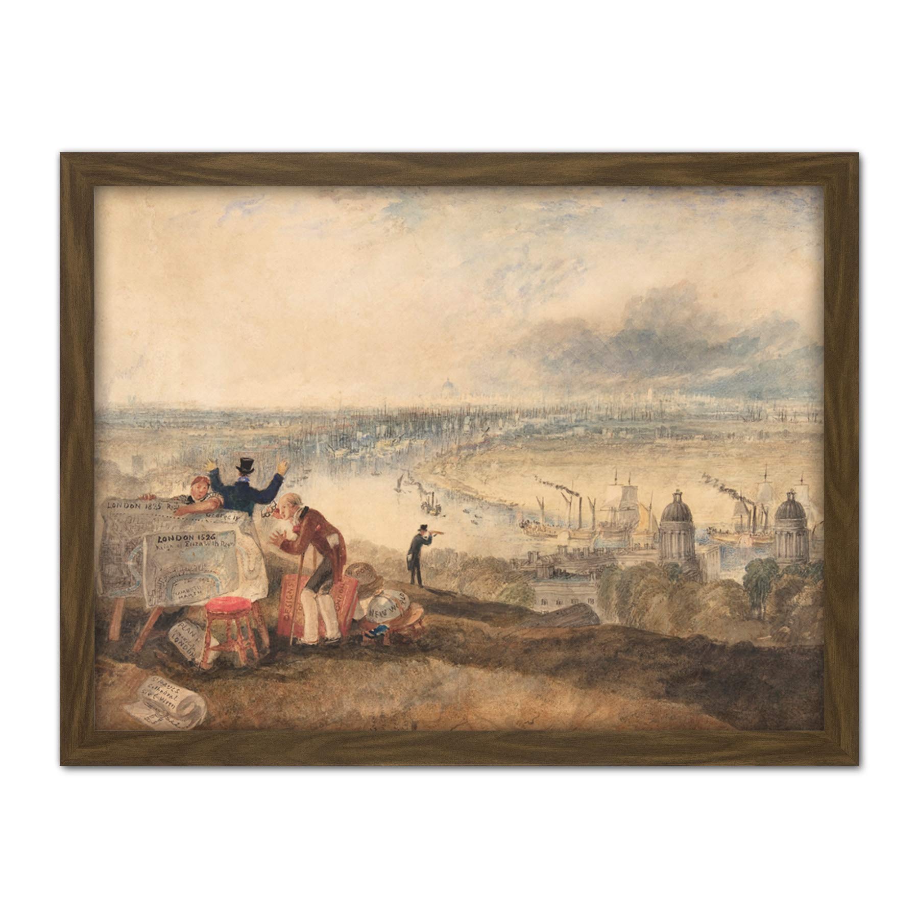 Artery8 Turner View London From Greenwich Painting Artwork Framed Wall Art Print 18X24 Inch