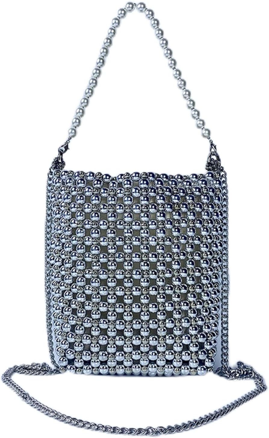 SHESRA Luxury Pearl Purses Shoulder Bag for Women Pearl Bag Handmade Bags Women's Crossbody Beaded Clutch Evening Bag Wedding Party Bridal Party Gifts 08
