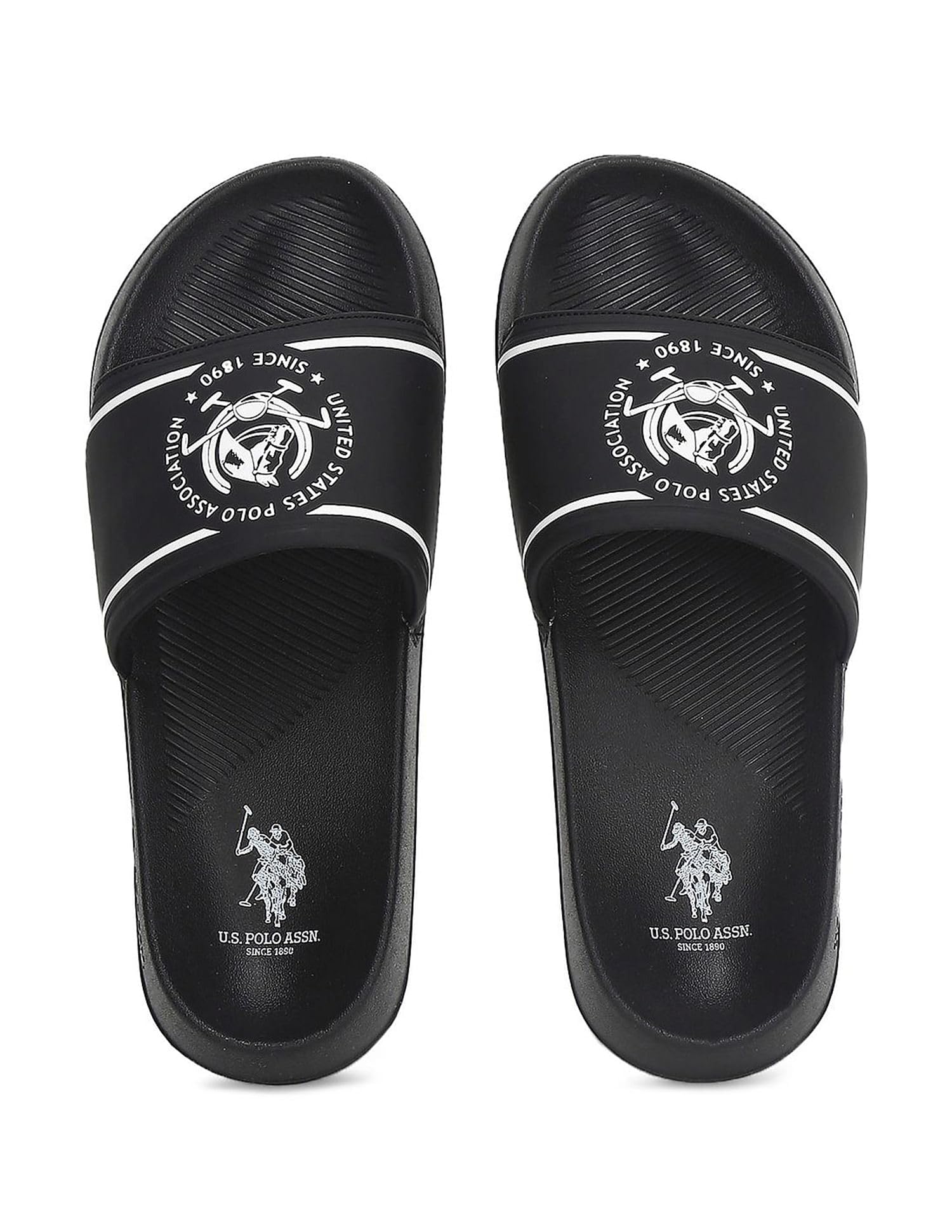 U.S. POLO ASSN.USPA|ZANE|BLACK Stylish Sliders Flip Flops for Man