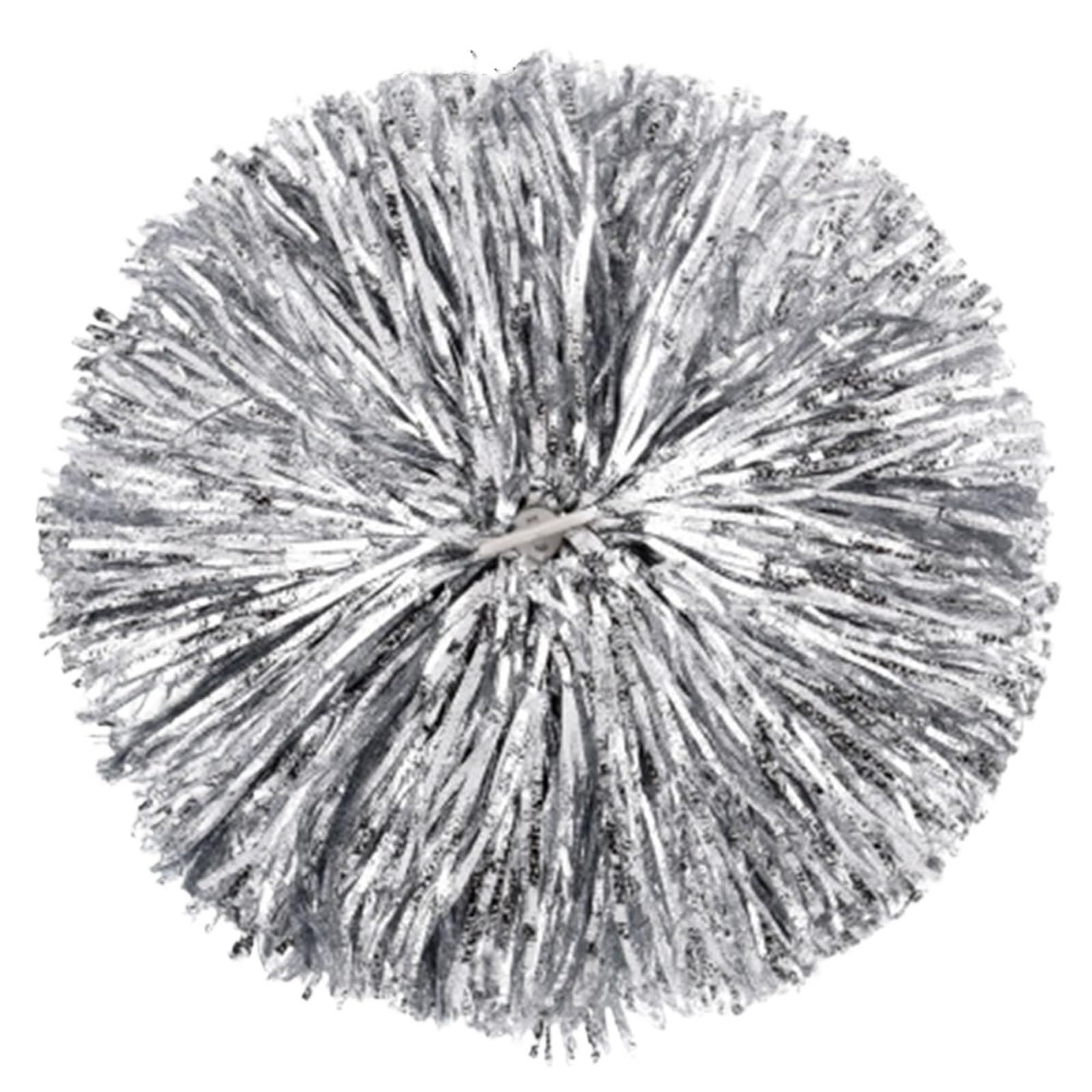 Pompom Fancy Competition Flower Dance Party Decorator Cheerleading Cheering Ball Cheerleader Pompoms for Cheerleaders(1pc Silver)