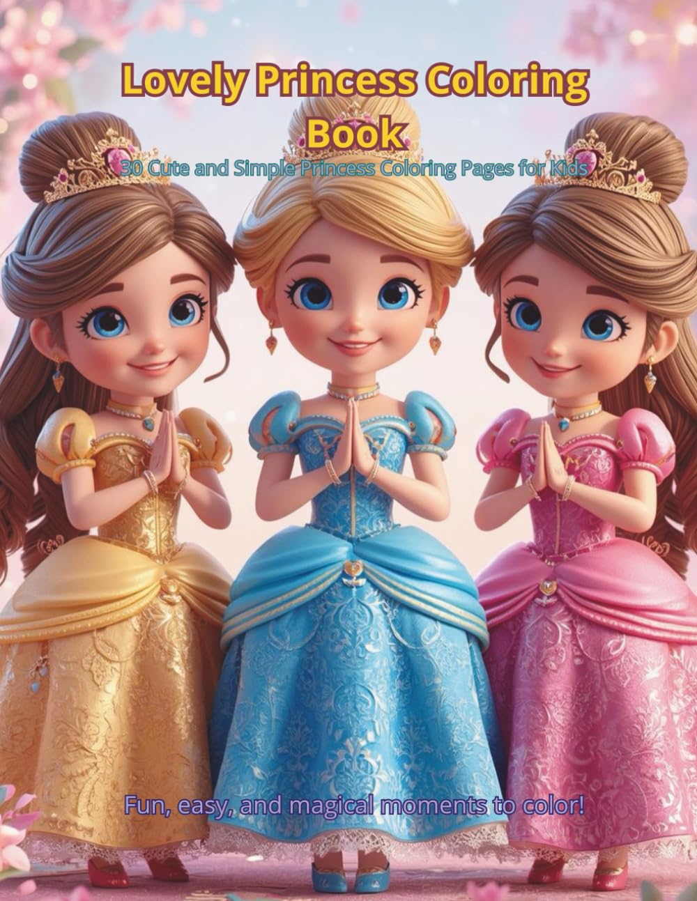 Lovely Princess Coloring Book: 30 Cute and Simple Princess Coloring Pages for Kids | A4 Printable Coloring Book