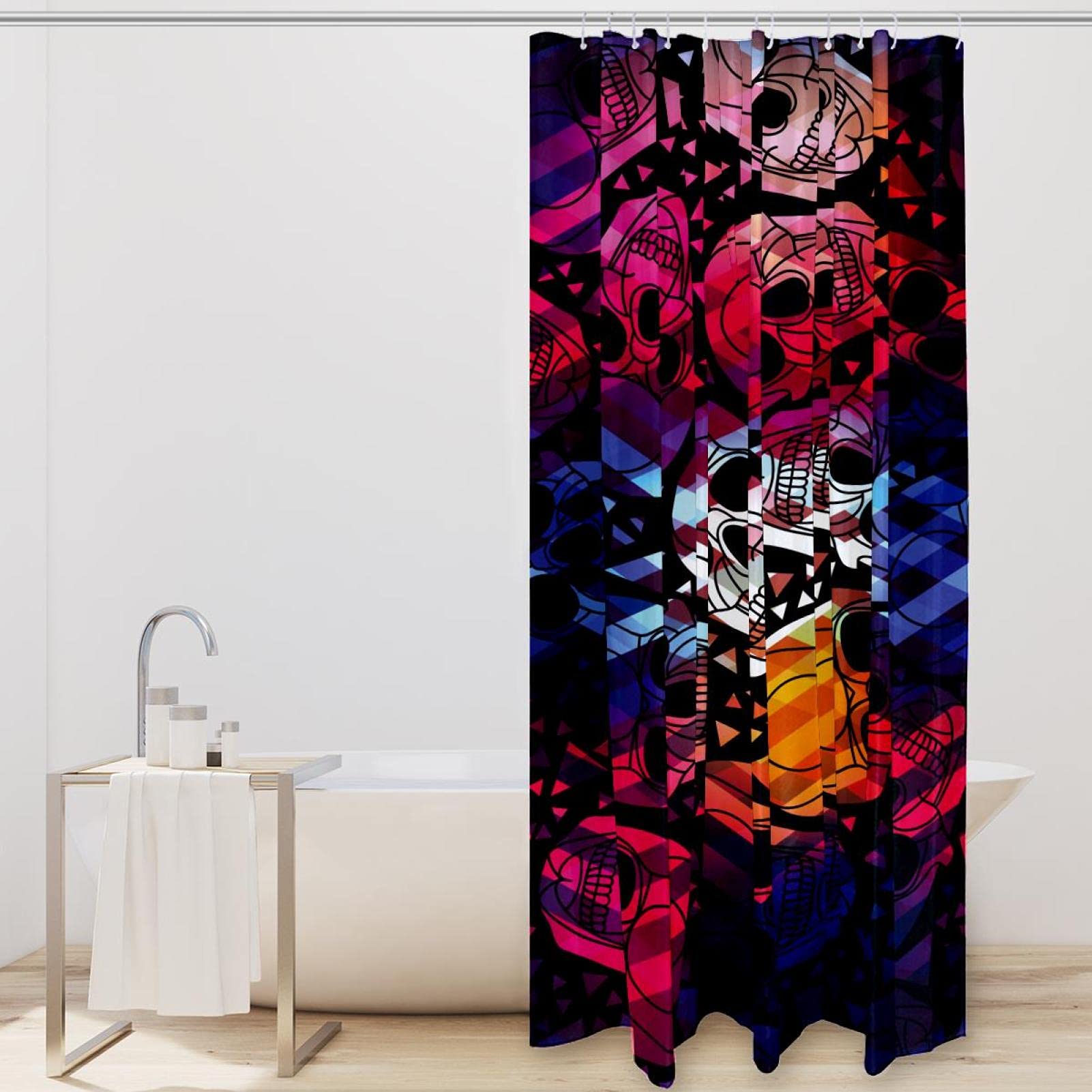 Mloabuc® Tenda Da Doccia Halloween Con Teschio E Strega – 183x183 Cm – Tessuto Impermeabile, 12 Ganci Inclusi – Decorazione Gotica Per Bagno