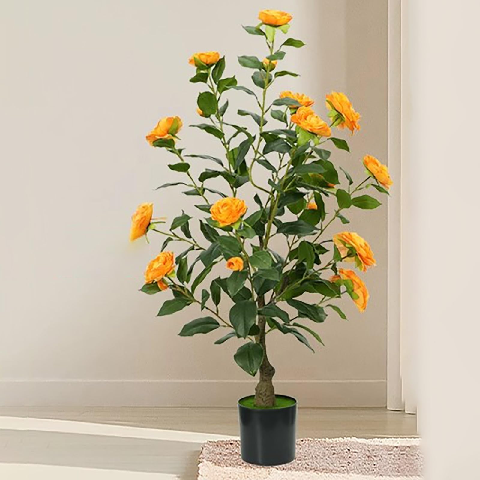Albero Di Camelia Artificiale – Piante Finte Quasi Naturali For Interni, Facili Da Montare, For Decorazioni D'interni, Perfetti Alberi Di Natale Da Veranda(Yellow,90cm/35.4in)