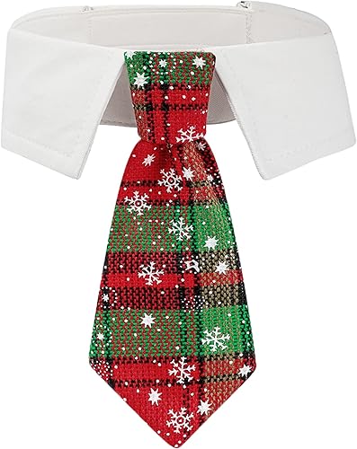 ADOGGYGO Corbata de Navidad para perro, esmoquin para mascotas, collar de Navidad para perro con corbata a cuadros rojos y verdes para perros