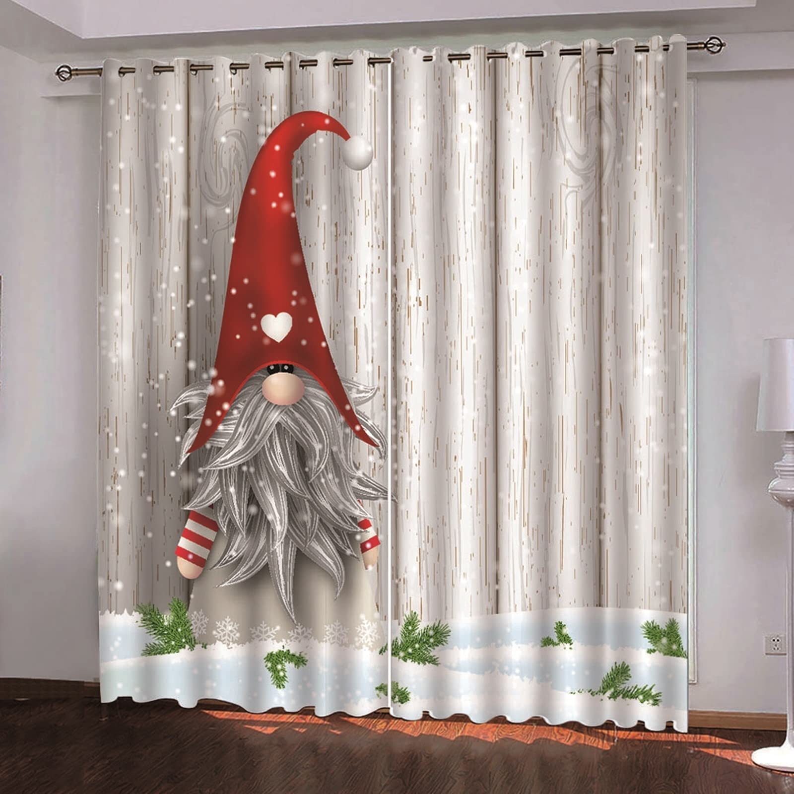 Tende per Finestre Babbo Natale con Il Cappello Rosso, Tende per Camera da Letto per Soggiorno, 214x274CM