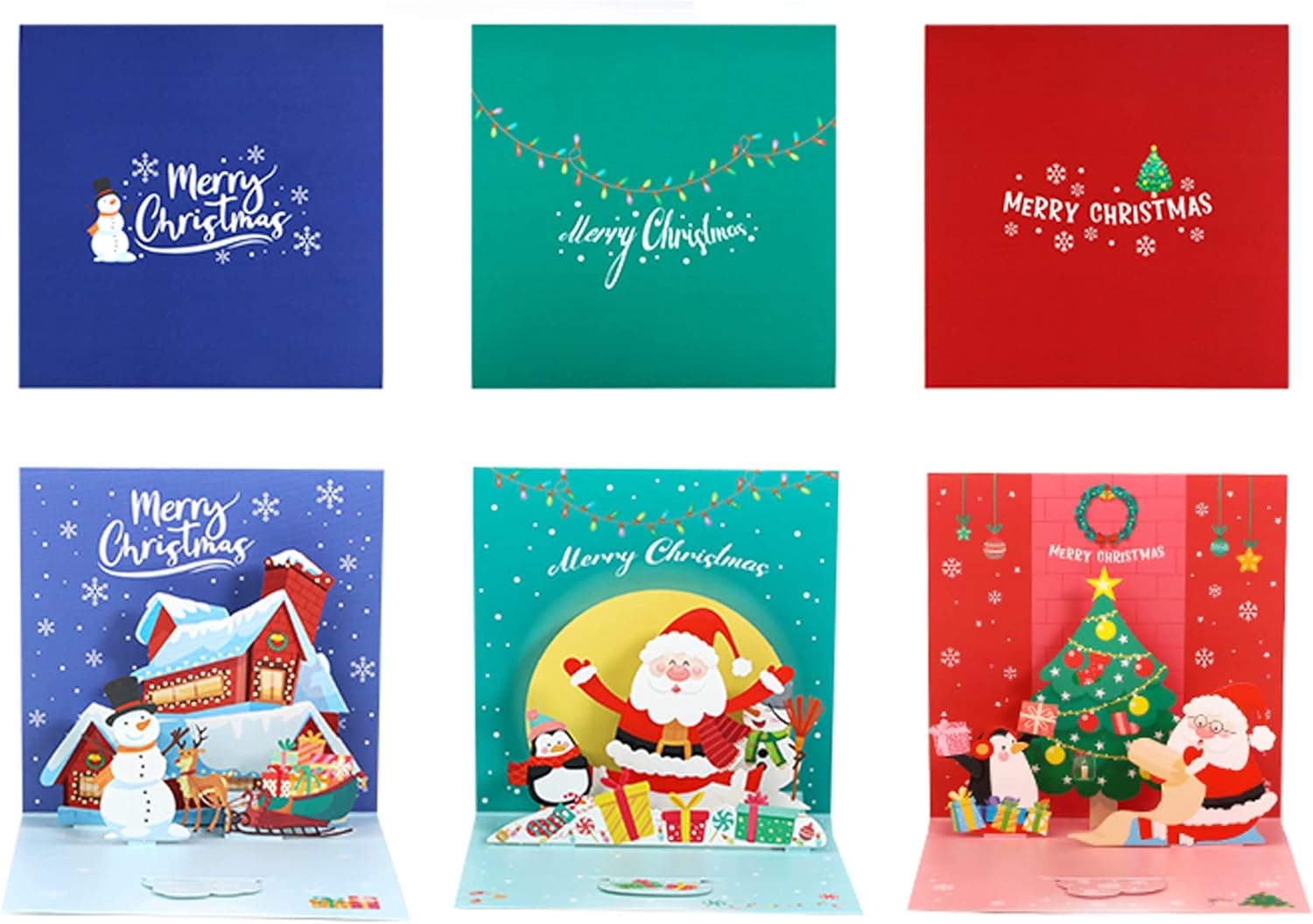 Christmas Cards, 3 Packs Xmas Cards Boxed with Envelopes, Christmas Tree, Santa and