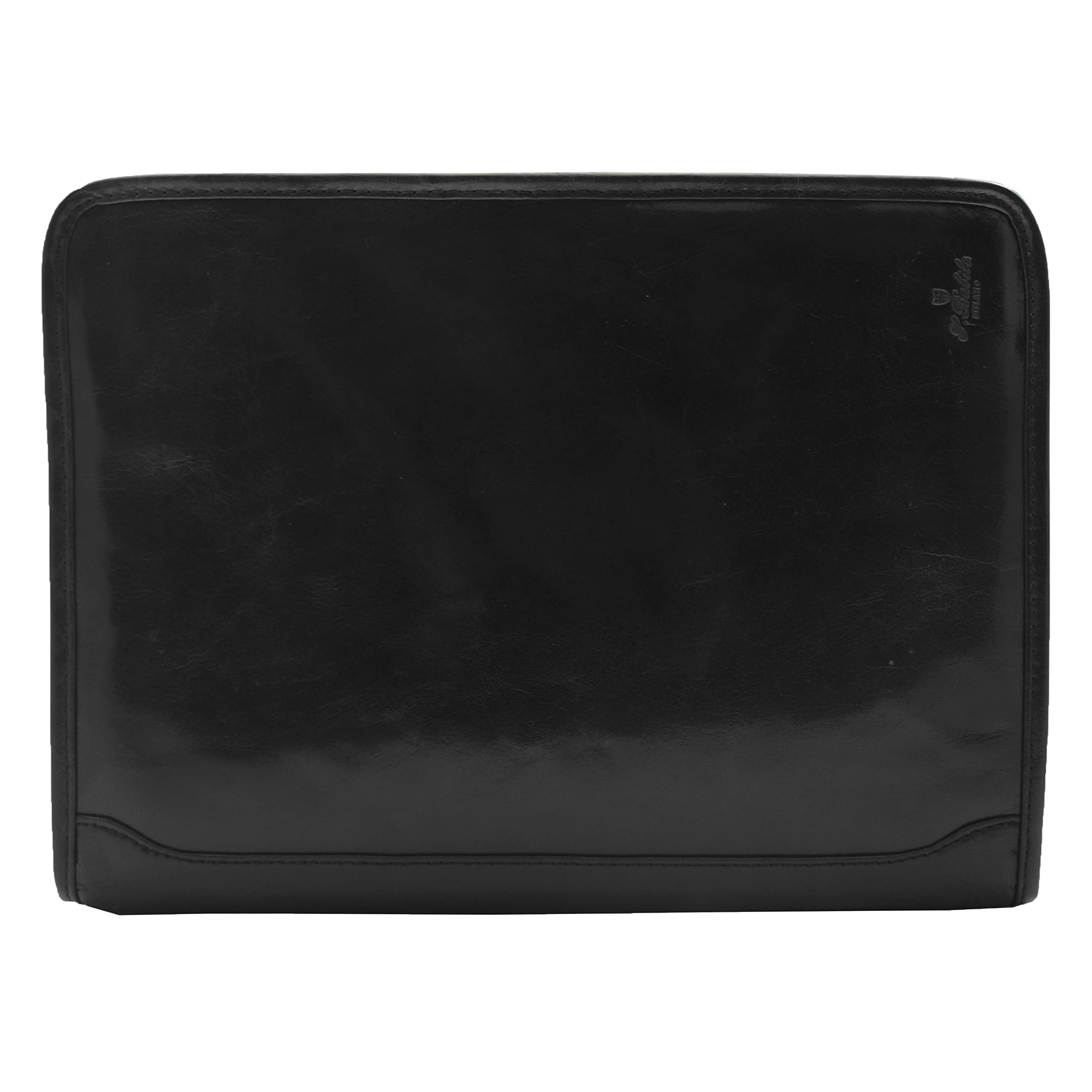 DR482 - Custodia per raccoglitore ad anelli, in vera pelle, colore: Nero, Nero , Medium