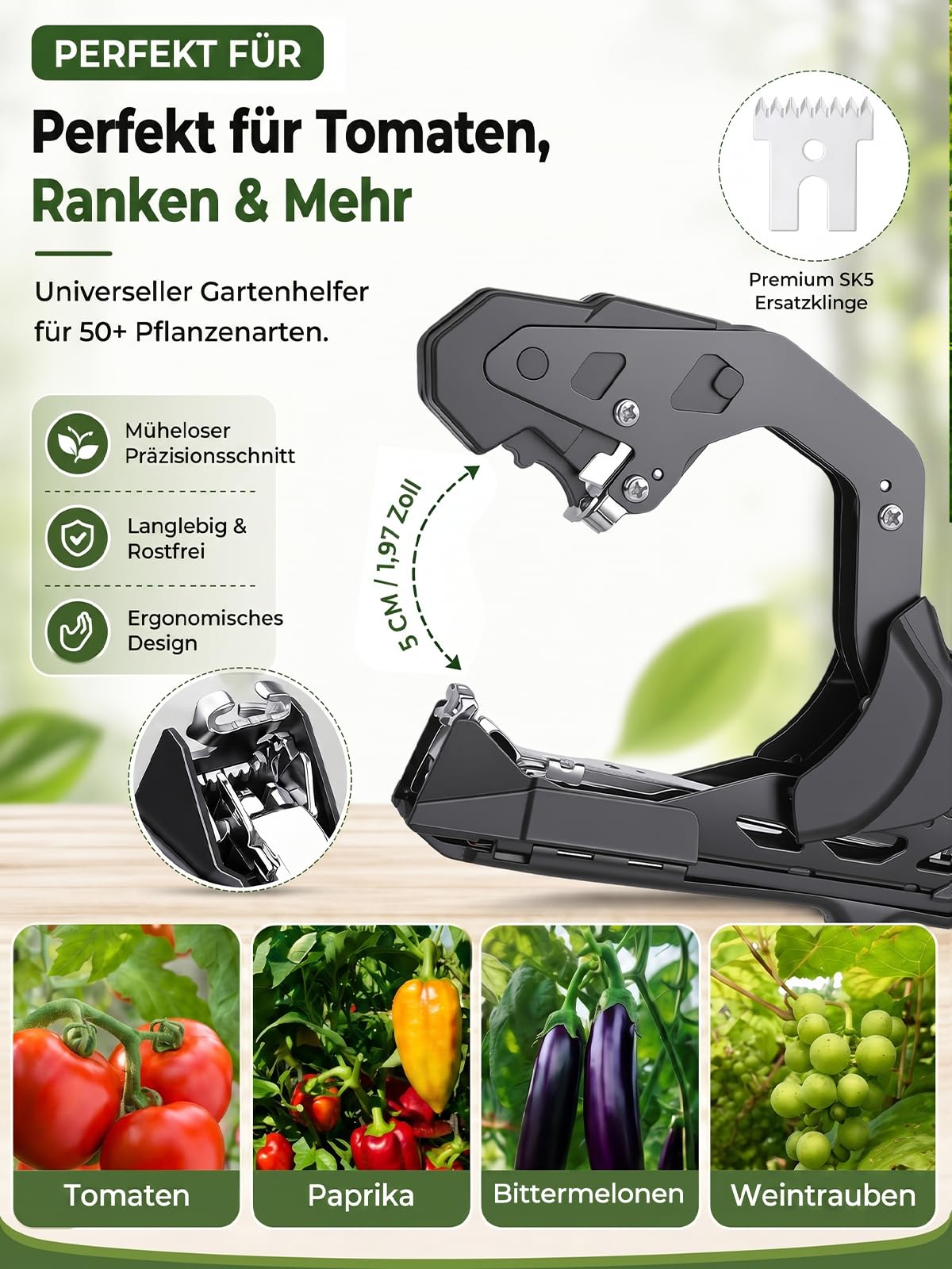 Professionelles Pflanzenbindegerät mit 10 Rollen Band à 60 m, 500 g