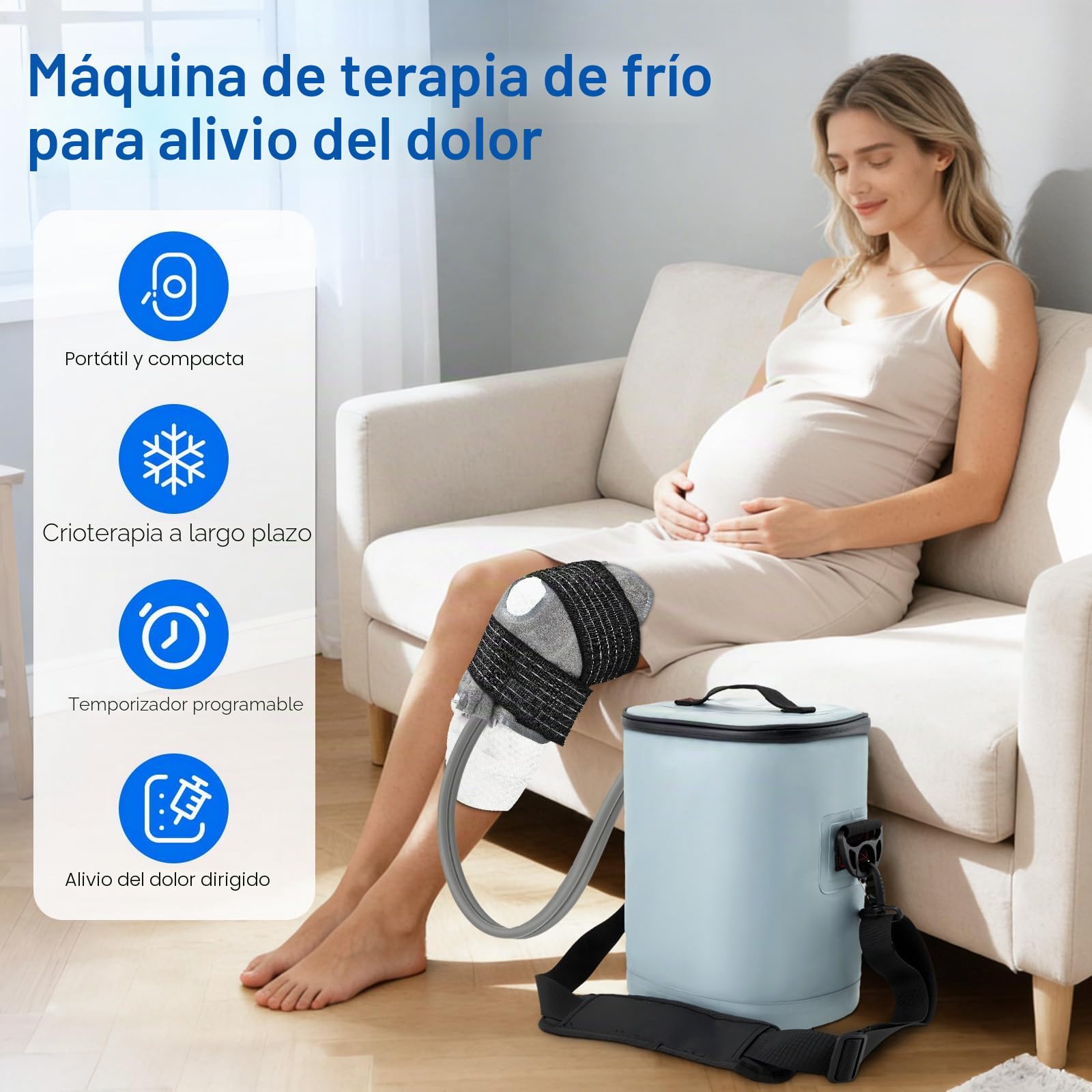 Máquina de terapia de frío con temporizador programable, manguito de refrigeración para rodillas, 14 l, máquina de hielo portátil para rodillas después de cirugías, reutilizable rodillera para espalda