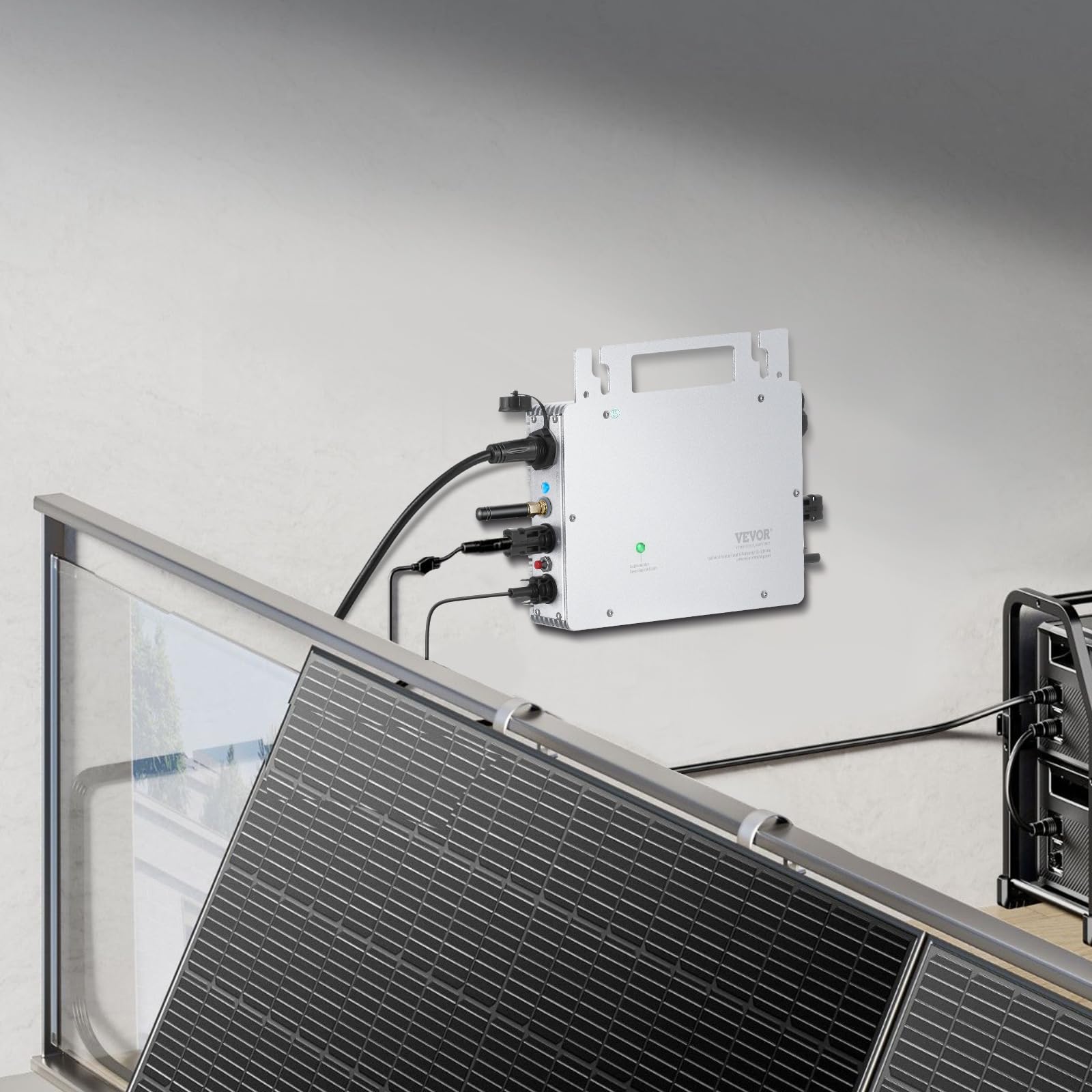 VEVOR Micro inverter per collegamento, 600 W, Micro inverter solare, IP67 Impermeabile Inverter per collegamento alla rete solare DC18-50V antenna WiFi APP, per sistemi di pannelli solari