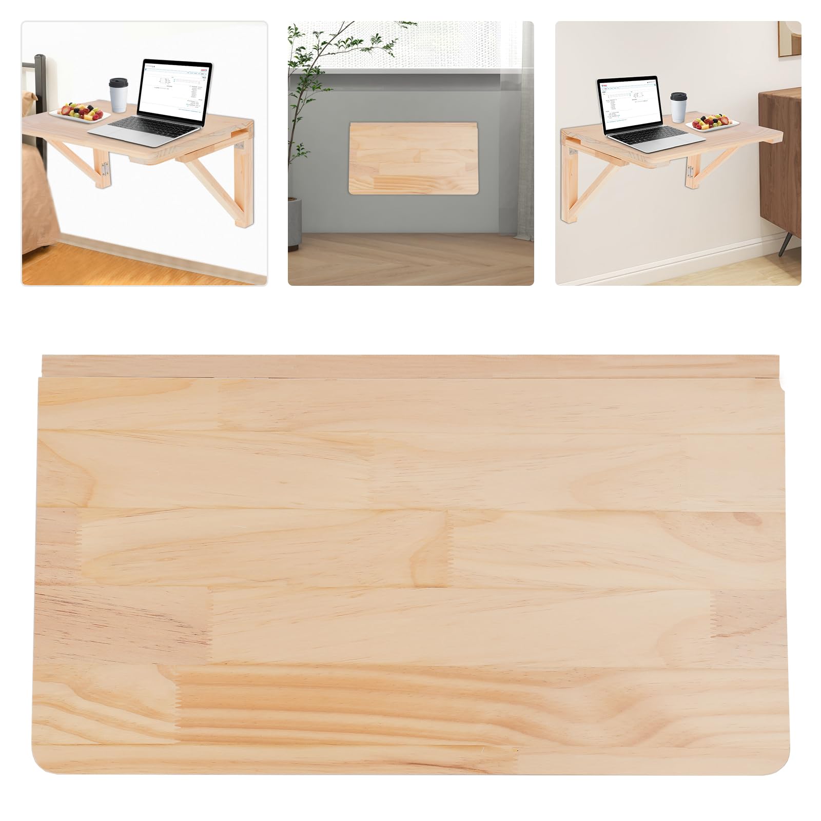 Wandklapptisch Wandmontierter Klapptisch Wandtisch Klappschreibtisch Computertisch Schreibtisch Kiefernholz Platzsparende MöBel für Wohnwagen Lager Garage Wohnzimmer Schlafzimmer usw (60*40*24cm)