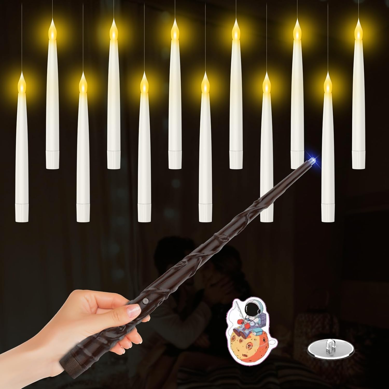Floating Candles with Wand 12 PCS Led Taper Candles with