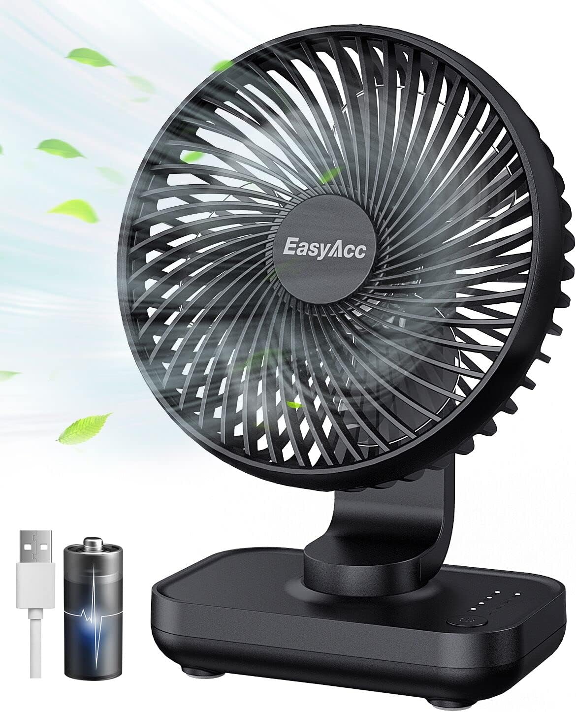 EasyAcc Small Desk Fan 4000 Battery Fan, 523 Working Time