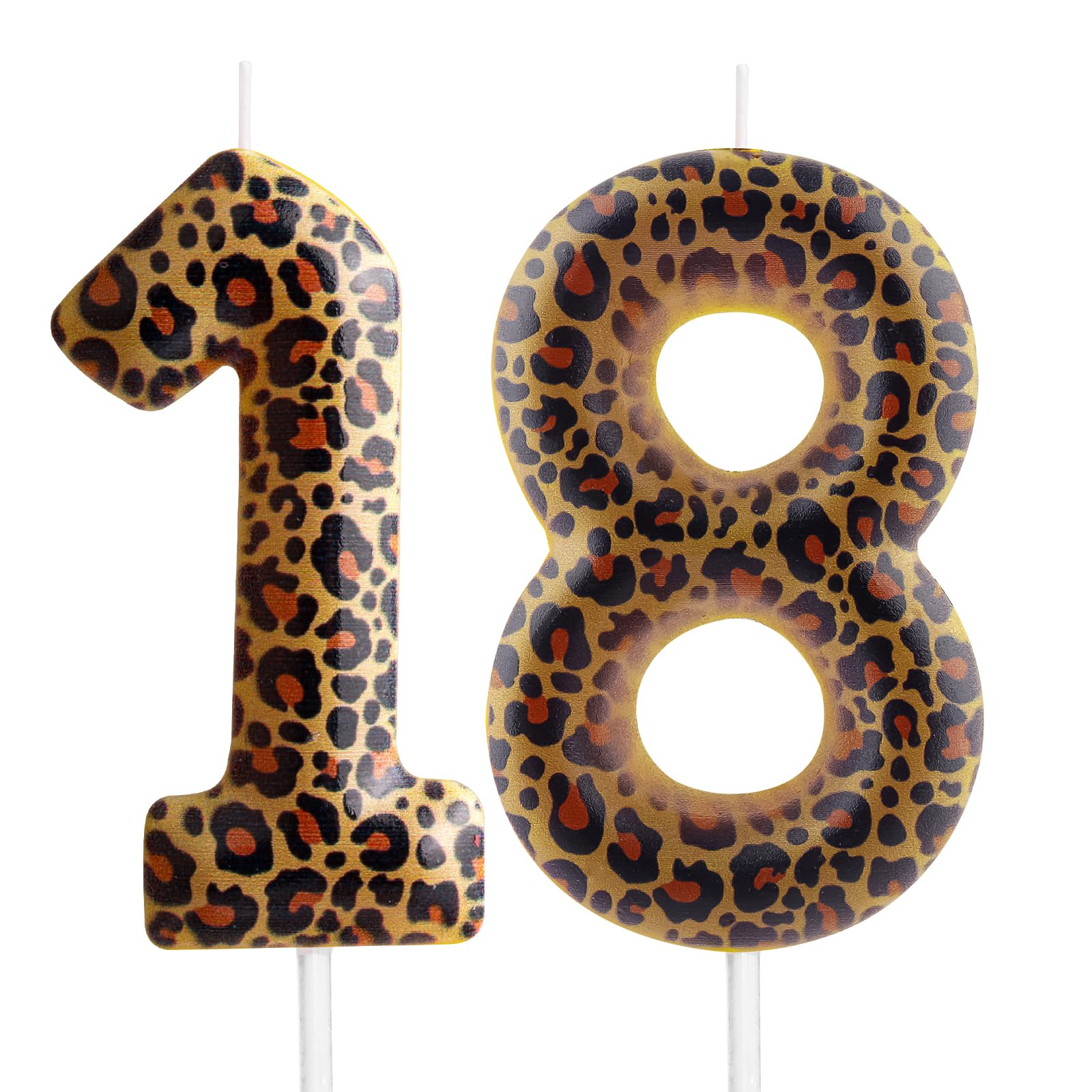 Yiran Leopard Print Birthday Candles Number 21, Realistic Leopard Printing Birthday Number Candles, Wild Onez Zoo Animals Themed Candle Cake for Boys and Girls Gifts Anniversary Party Supplies — view 18