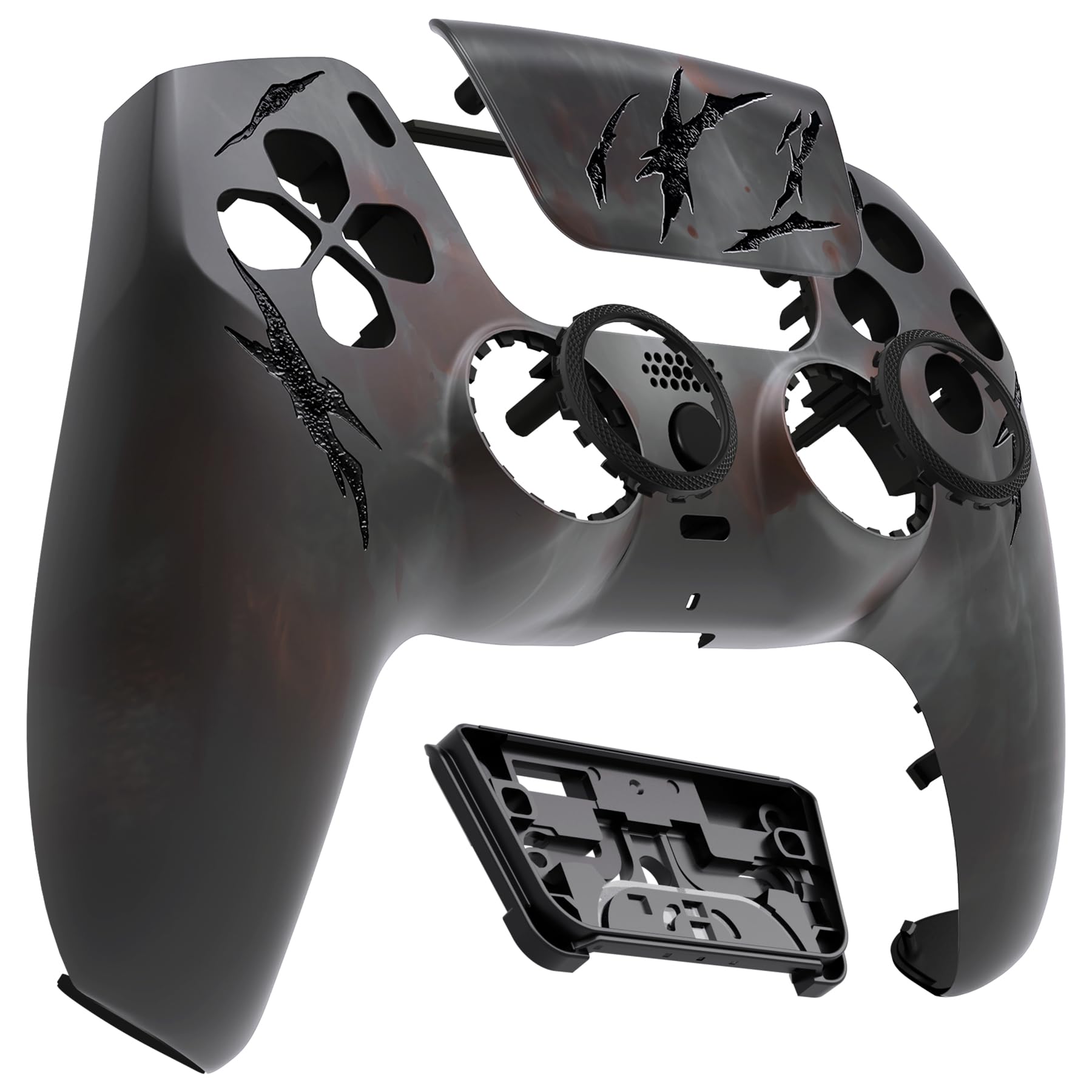 eXtremeRate Luna Cover per ps5 Controller Joystick,Shell Frontale Touchpad Ricambio,Scocca Ridisegnata&Anelli per ps5 Joypad BDM 010/020/030/040/050-Nebbia di Sangue