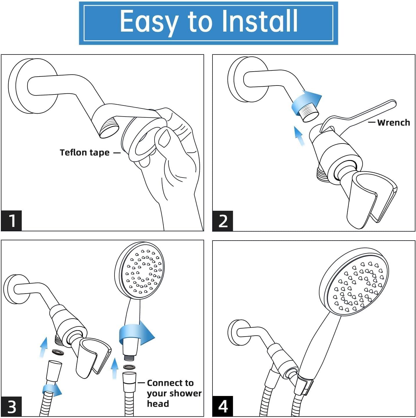 All Metal Shower Head Holder with Hose/Solid Brass Adjustable