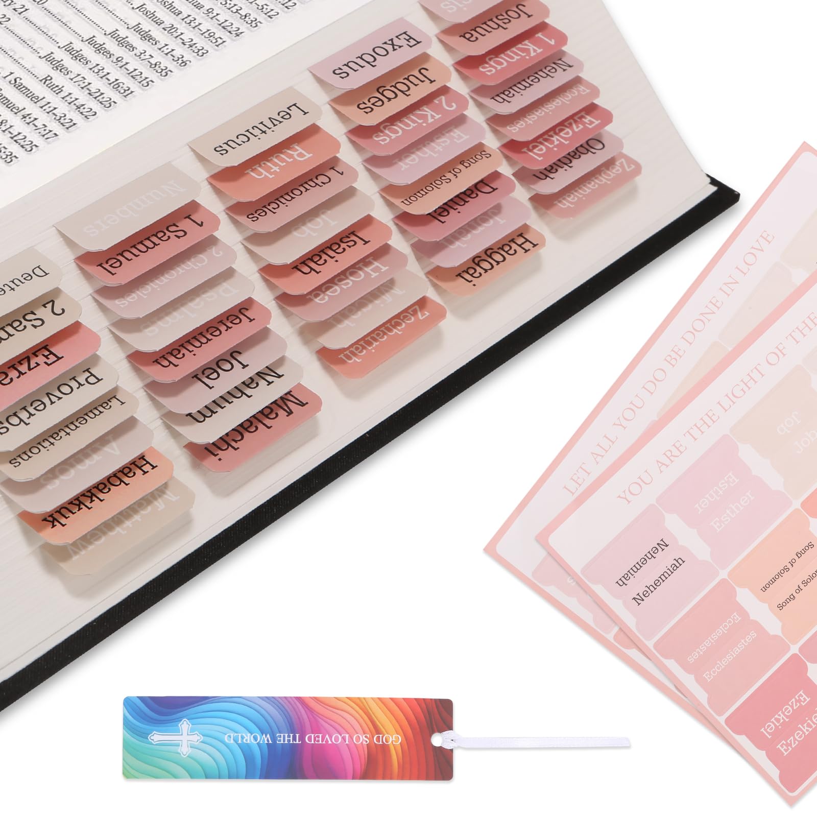 Bible Tabs for Women and Men 75 Tabs,Bible Tabs for Kids, Pink Bible Tabs,Bible Book Tabs,Bible Tabs for Study Bible, Bible Index Tabs,Bible Study