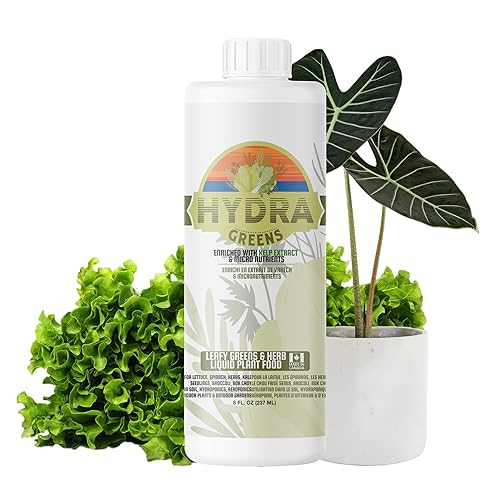 HydraGreens - Alimento para plantas, enriquecido con nutrientes y minerales de algas marinas para jardines interiores y exteriores, 8 onzas, para