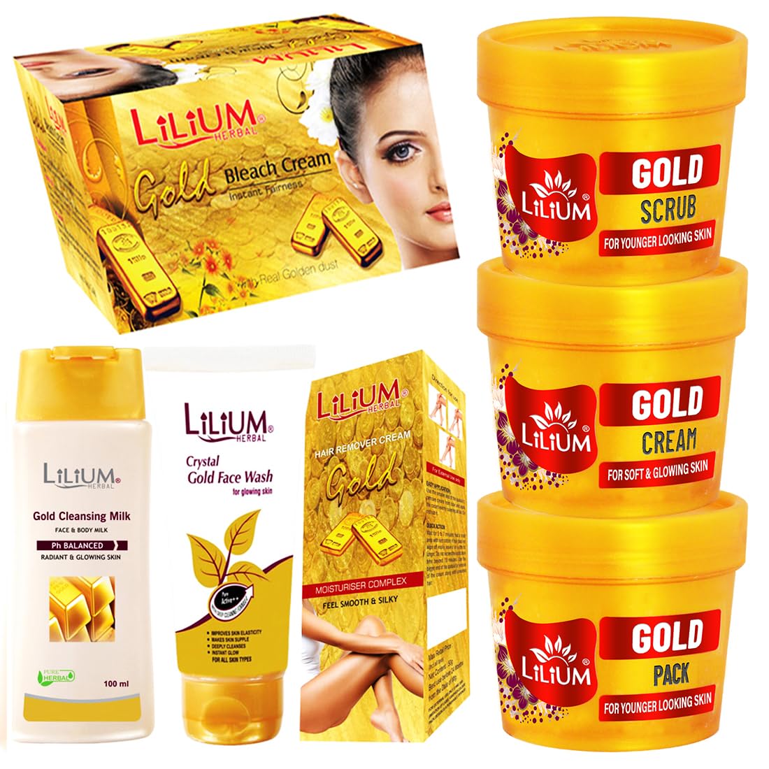 Lilium Herbal Pure Skin Care Gold Combo Kits Set of 7-GC663