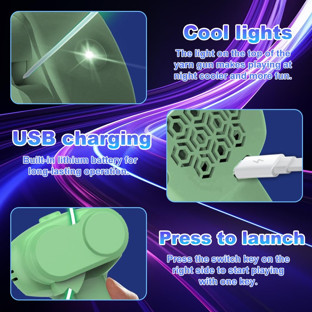 Electric String Rope Launcher Toy with 5 Fluorescent Ropes Fidget String Launcher Toys for Kids Cool Lasso Loop Stuff for Boys Cool String Launcher Toy - Image 3