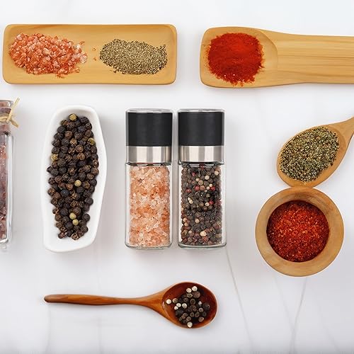 Miniatura 3 de Juego de molinillo de sal y pimienta, mezcladores de especias con grosor ajustable para condimentos de cocina (1.7 x 5.1 pulgadas)