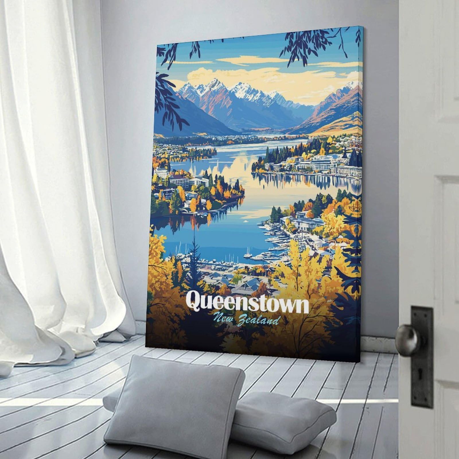 Junmoney Queenstown, New Zealand Landscape(2) Decorative Canvas Print, 16x24inch(40x60cm), for Gallery Wall Decor And Room Displays, Wall Decor Suited to Curated Displays