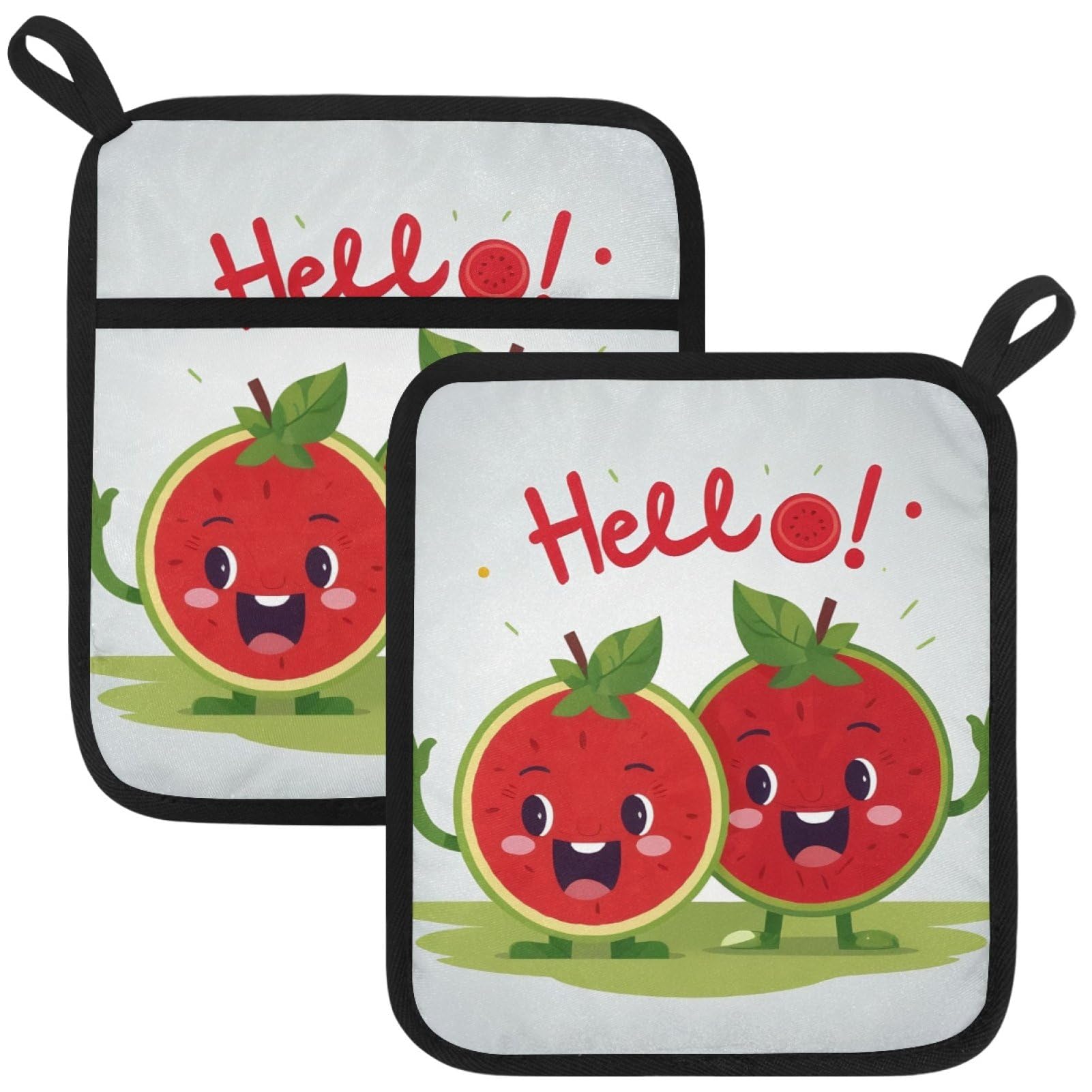 VAPOKF Watermelons Pot Holder, Heat Resistant Oven Cloths, Potholders & Oven Gloves, for Kitchen Cooking & Baking, Thick & Safe, Protection of Hands From Hot Utensils