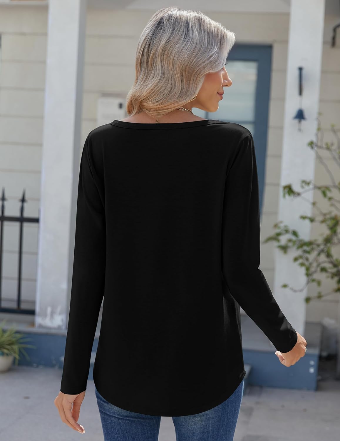 Zeagoo Womens Long Sleeve Tops 2026 V Neck Pleated Shirts Dressy Casual Tunic Blouses Loose Fit Fall Fashion Clothes - Image 5