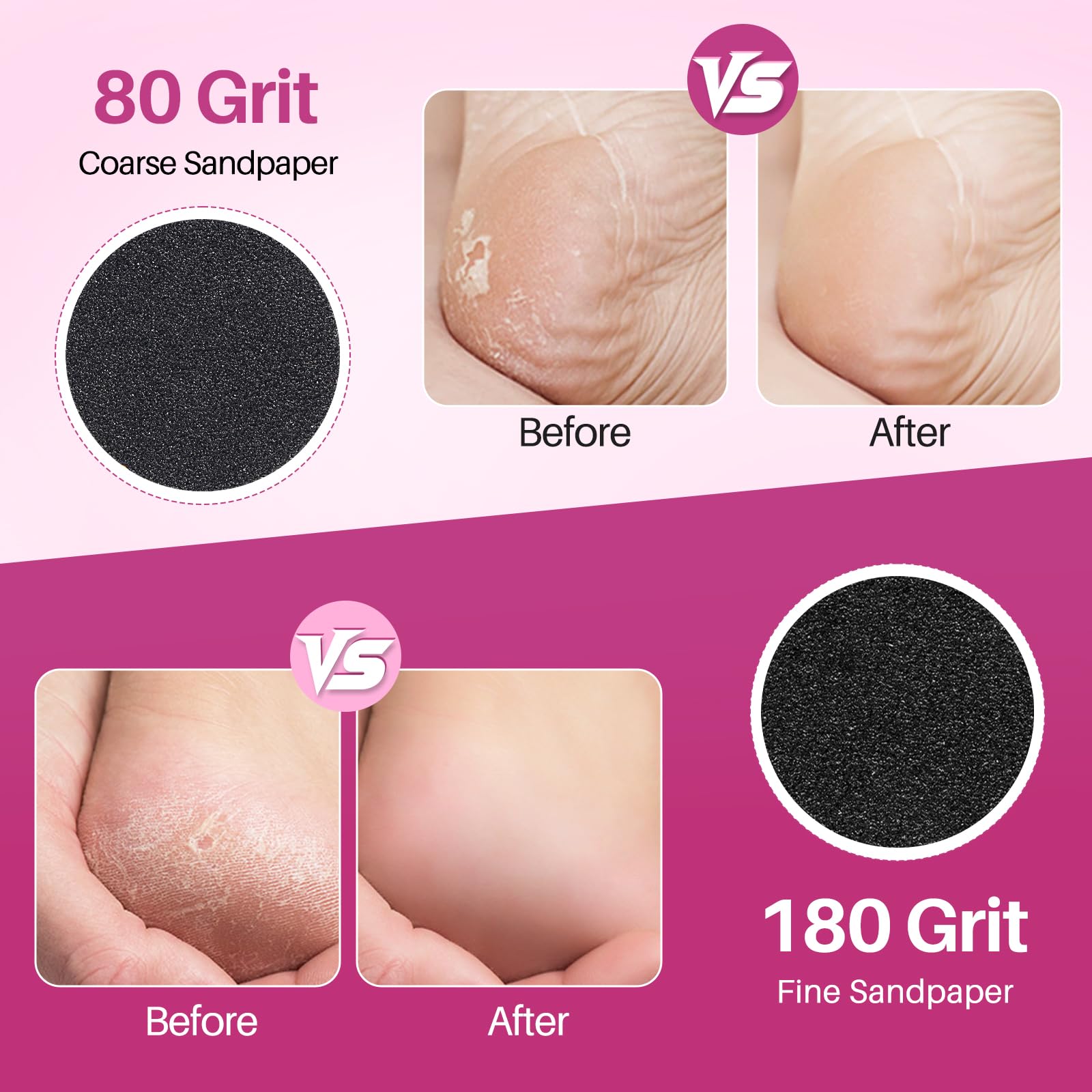 Austauschbares Schleifpapier für elektrische Fußfeile: 120 Stück/2 Box Feet Grinder für Haut und Hornhautentferner - 80/180 Körnung feines Schleifpapier Nachfüllscheiben für Spa Home Salon