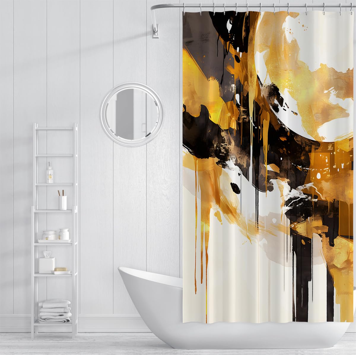 Rideau de douche salle de bain trait d encre contemporain W240xL180 cm