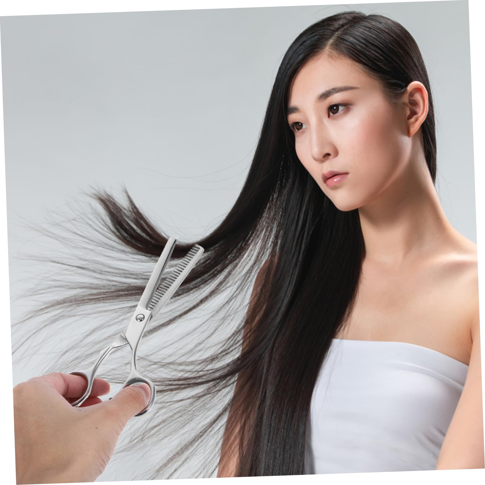 PLAFOPE Tijeras de Peluquería para Cortar Pelo, Metal Plata, Dentado 10%, Uso Doméstico y Salón, No se Atascan Oxidan