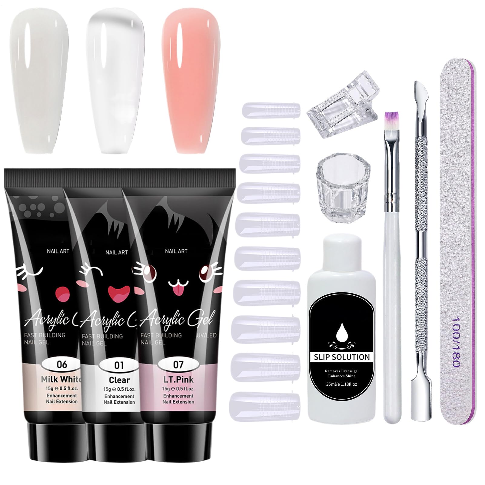 Kit Poly-Gel - Kit Polys Nail Gel - di ricostruzione unghie con P3 Colors Gels Polis | Set completo per a casa, kit completo per unghie in gel Poly per manicure di San ,