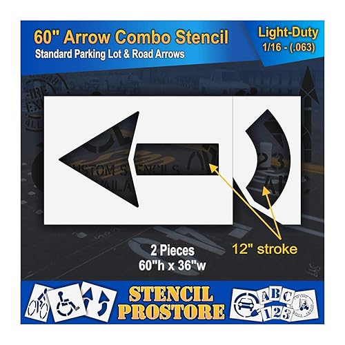 Miniatura 7 de Plantillas de pavimento  60 pulgadas  Kit de flecha recta y vuelta  (2 piezas)  60 pulgadas x 36 pulgadas x 18 pulgadas (128 mil)  Grado profesional