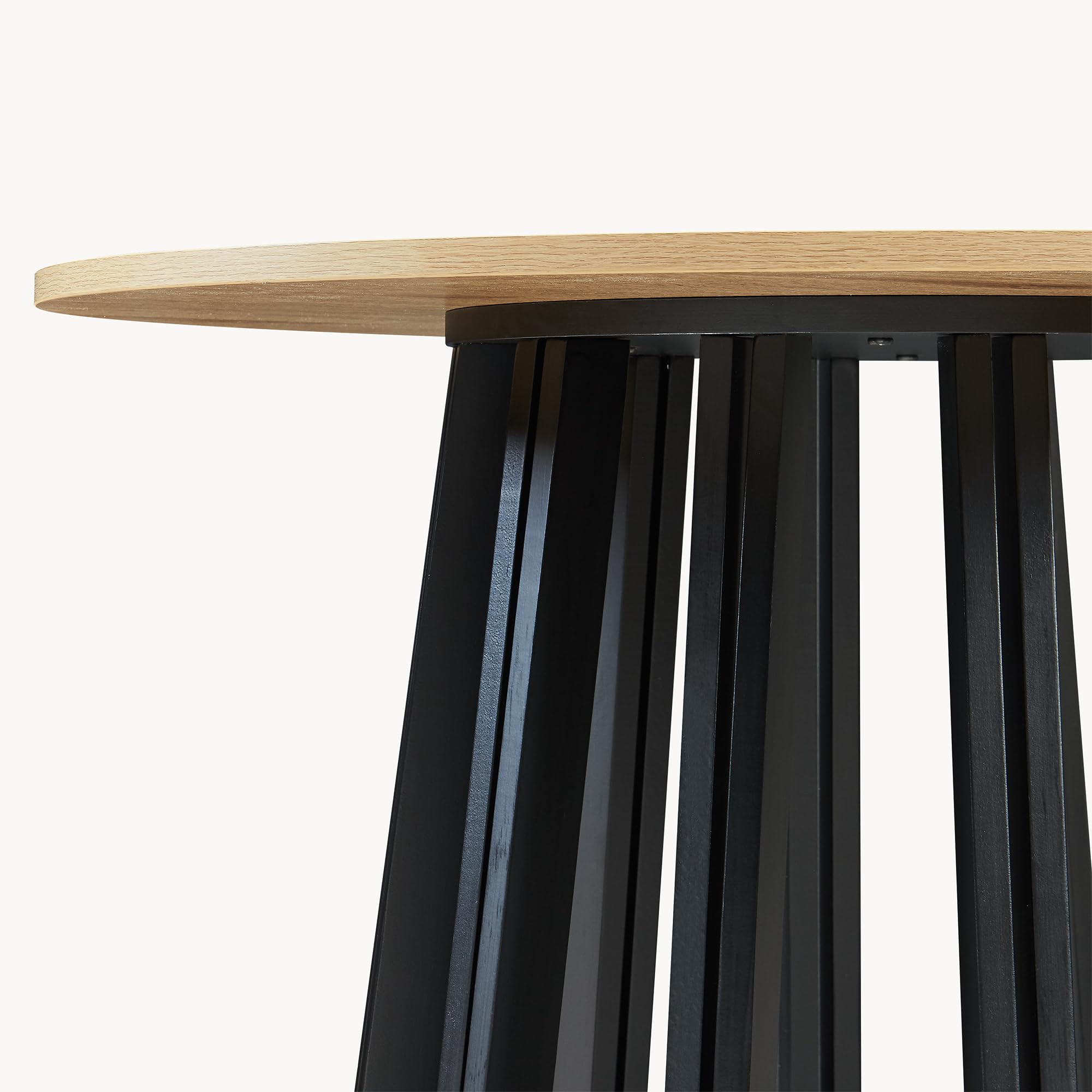 [en.casa] Tavolo Rotondo da Sala Pranzo Base Conica Tavolo Bistrot con Piano Rotondo (AxØ) 76x80 cm per Soggiorno Postazione di Lavoro Studio - Effetto Rovere/Nero