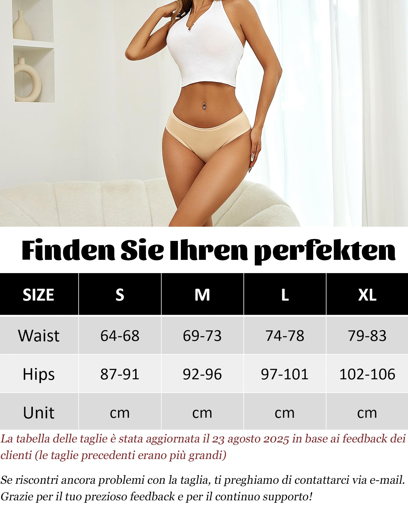 ALL OF SHE Mutande Donna Cotone Slip Donna a Vita Bassa Elasticizzato Biancheria Intimo Traspirante Comode Culotte Confezione da 6 S-XL