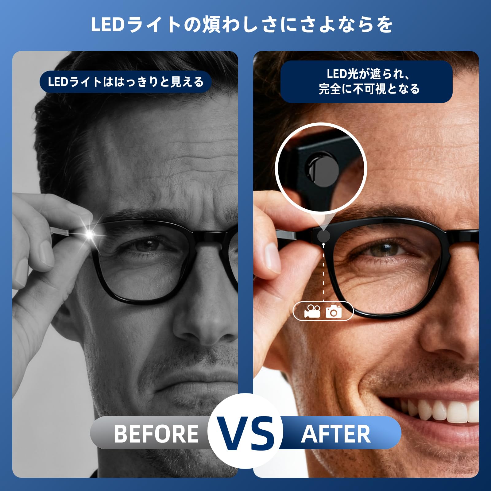 Amazon | for Ray Ban Metaメガネアクセサリー用LEDライトブロッカー