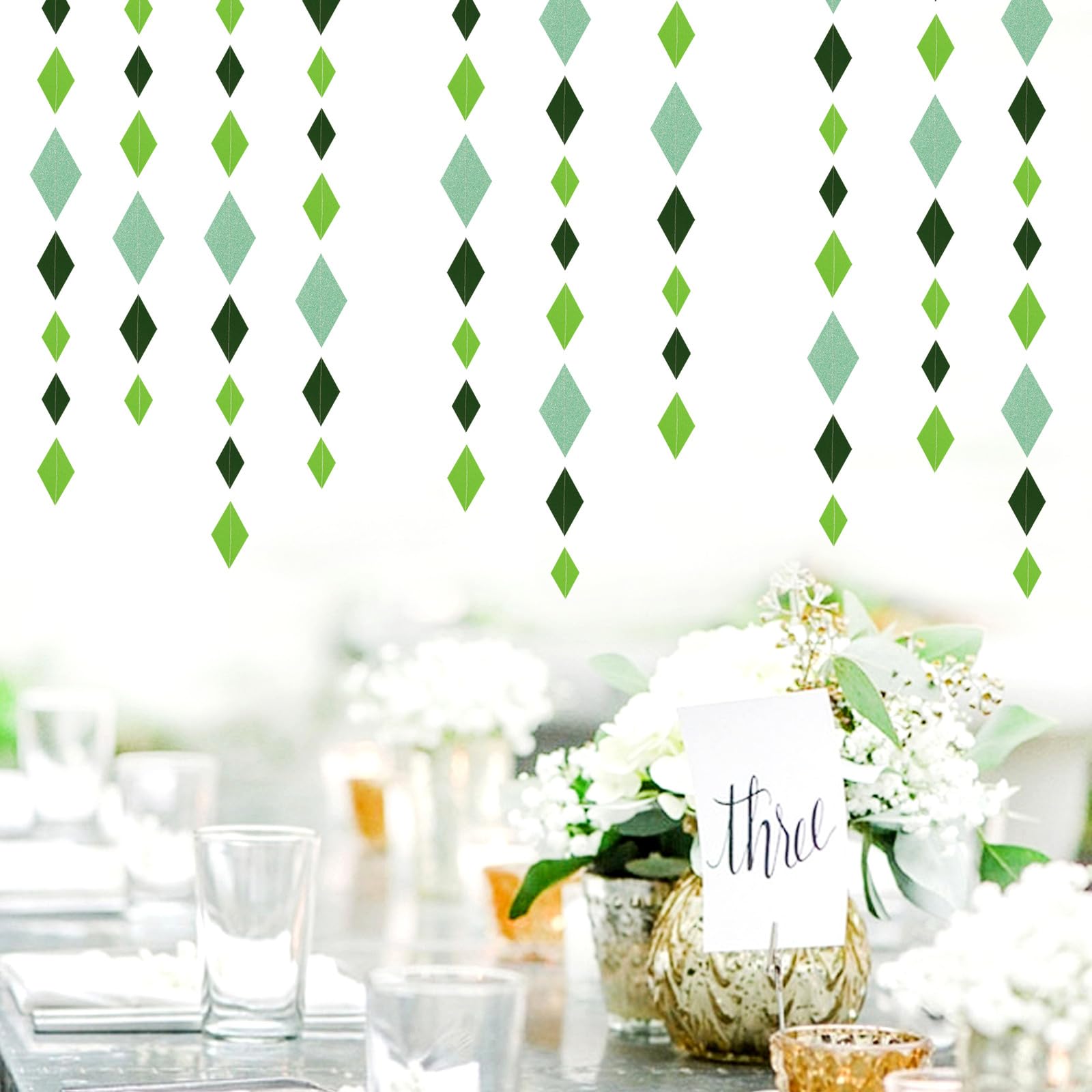Ghirlanda di carta verde per feste, 11,9 m, per primavera ed estate, da appendere, per compleanno, matrimonio, fidanzamento, baby shower, San Patrizio Hugtmr
