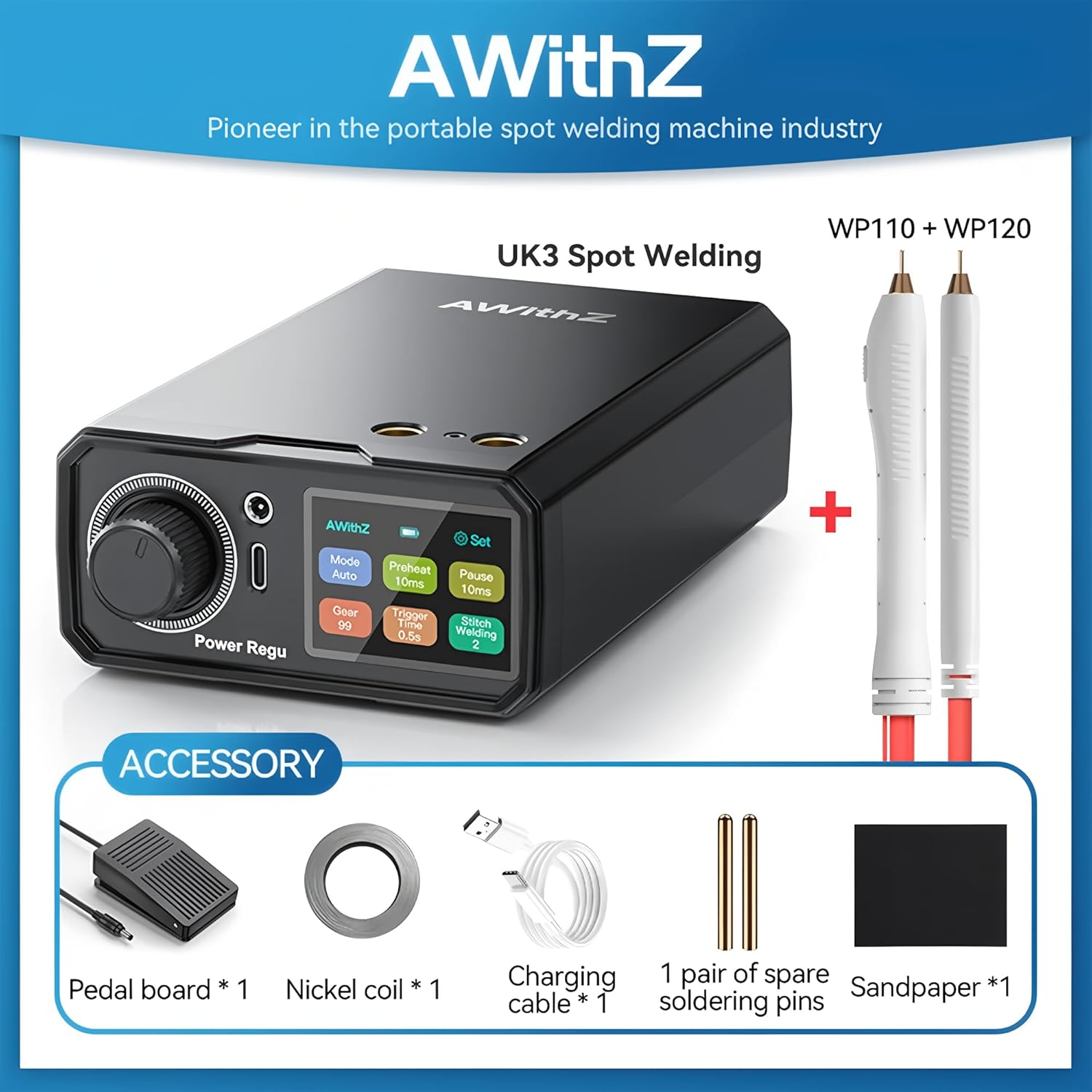 Contents of the Awithz UK3 Spot Welder package