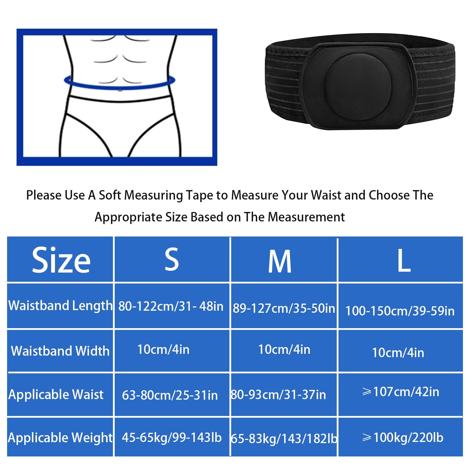 Fascia Ernia Ombelicale per Uomo e Donna con 2 Cuscinetti di Compressione, Fascia Addominale Contenitiva Regolabile per Ernie Ombelicali, Ventrali, Incisionali(Medium)