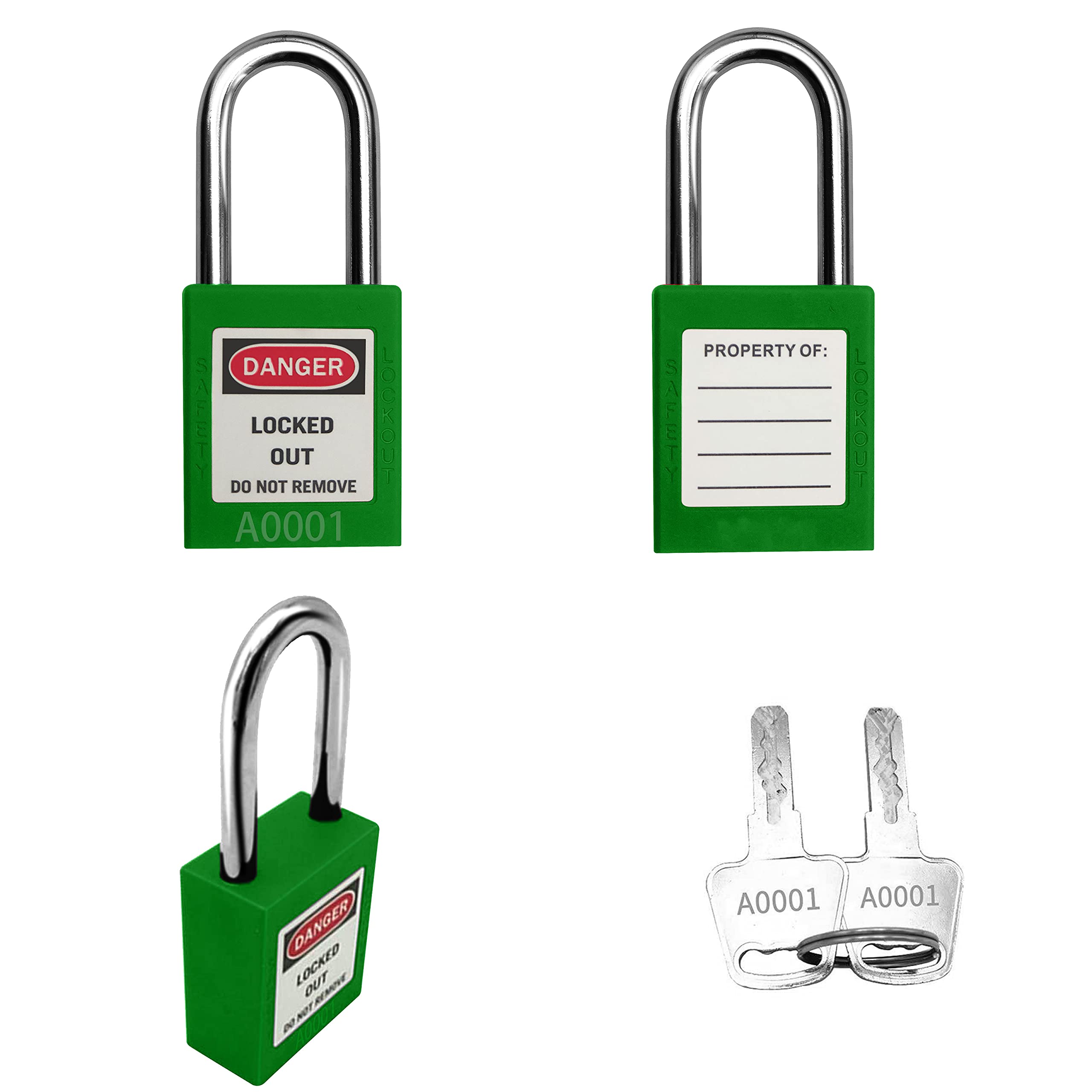 Lockout Tagout - Juego de 10 candados de seguridad OSHA Loto con llave roja para estaciones y dispositivos