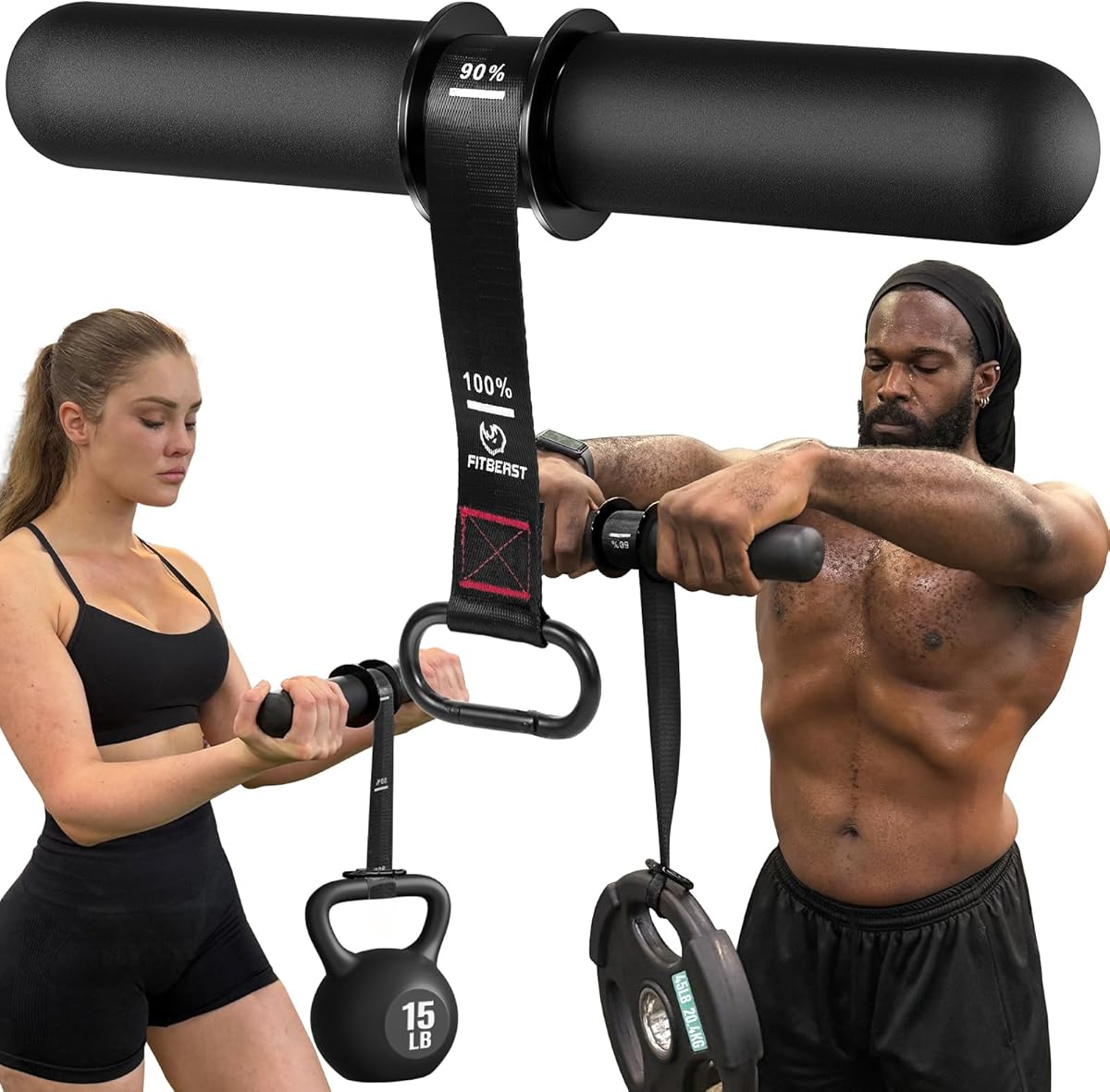 FitBeast Forearm Strengthener & Forearm Exerciser, Wrist Roller with Thicker Handle, Forearm Strength Trainer with Adjustable Strap - Ideal for Grip Strength, Muscle Building, Rehabilitation