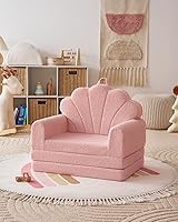 Vista 8 de Blissful Diary Sofá para niños, sofá plegable suave 2 en 1, silla para niños pequeños, sofá convertible a tumbona, muebles para niños para sala
