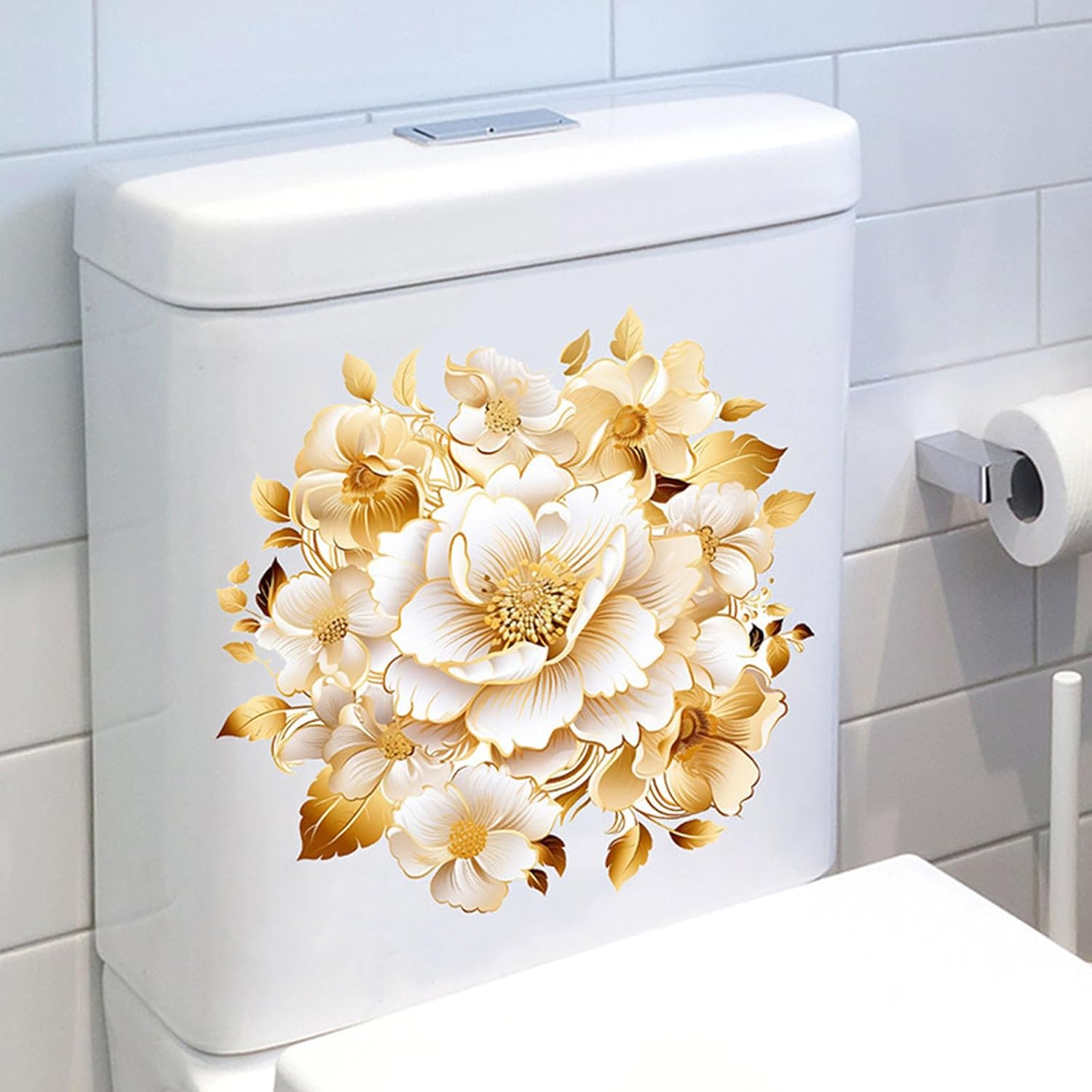 Flower Toilet Stickers for Washroom Bathroom Decoration Wall Decal Diys Removable Toilet Lid Stickers Decal Bathroom Decorations Wall Decor