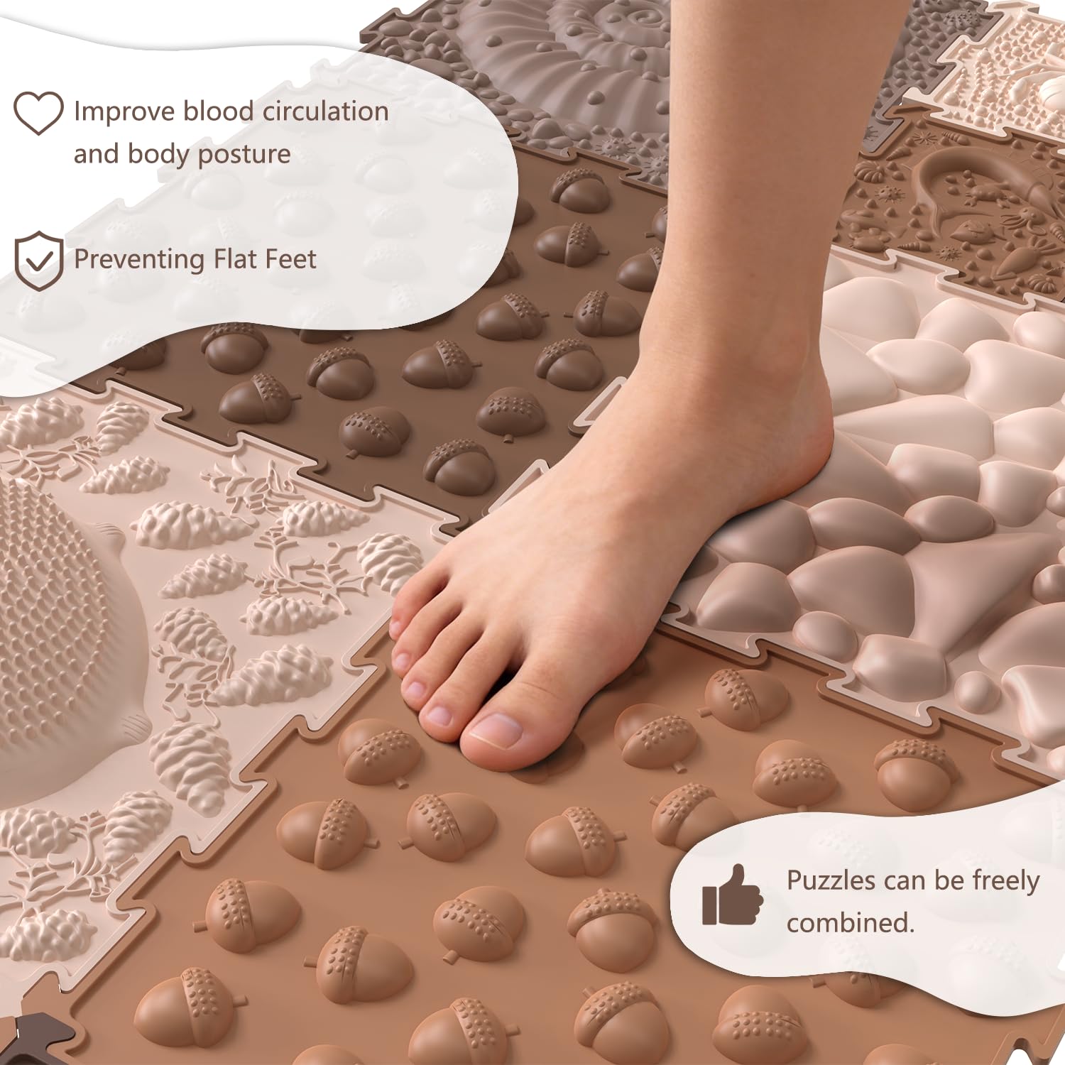 Tappeto puzzle da pavimento in morbido silicone, 11 pezzi, multicolore (25 cm), per cameretta dei bambini, sala giochi, palestra, per bambini, adulti