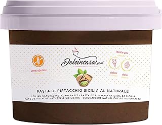 Dolcincasa-com Pasta de Pistacho Sicilia 100% Pura Natural Sabrosa Suave Versátil sin Colorantes para Helados Pastelería Uso Doméstico y Profesional Paquete de 500g Sin Gluten