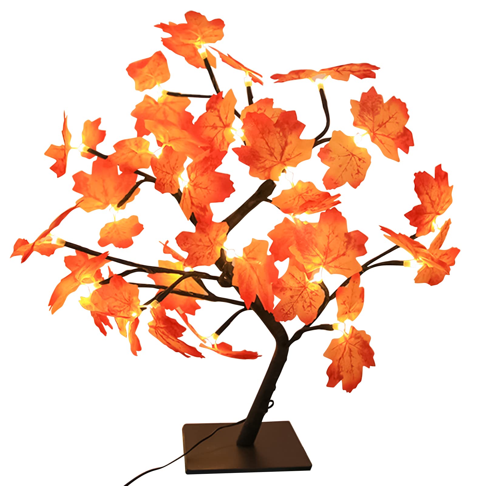 LED Ahornblatt Lichterbaum – 24 LEDs, Warmweiß, 50 Cm Hoch – USB Betrieben Mit Timer Für Herbst & Weihnachtsdeko