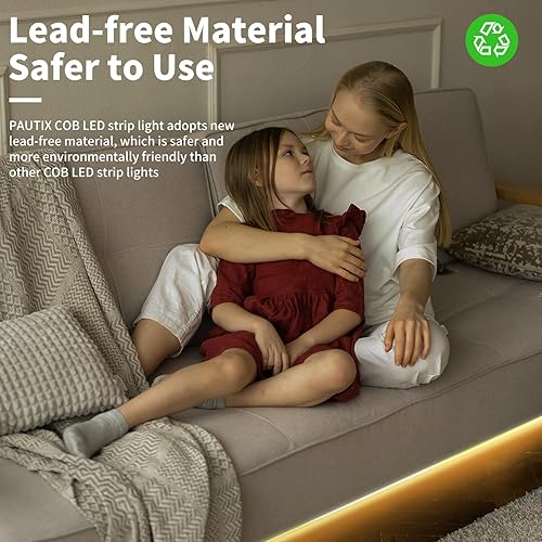 Miniatura 3 de PAUTIX Tira de luz LED COB 504LEDsm 20 pies200ft DC24V cálido 2000K CRI90 cinta LED flexible de alto lúmenes para gabinete hogar proyecto de