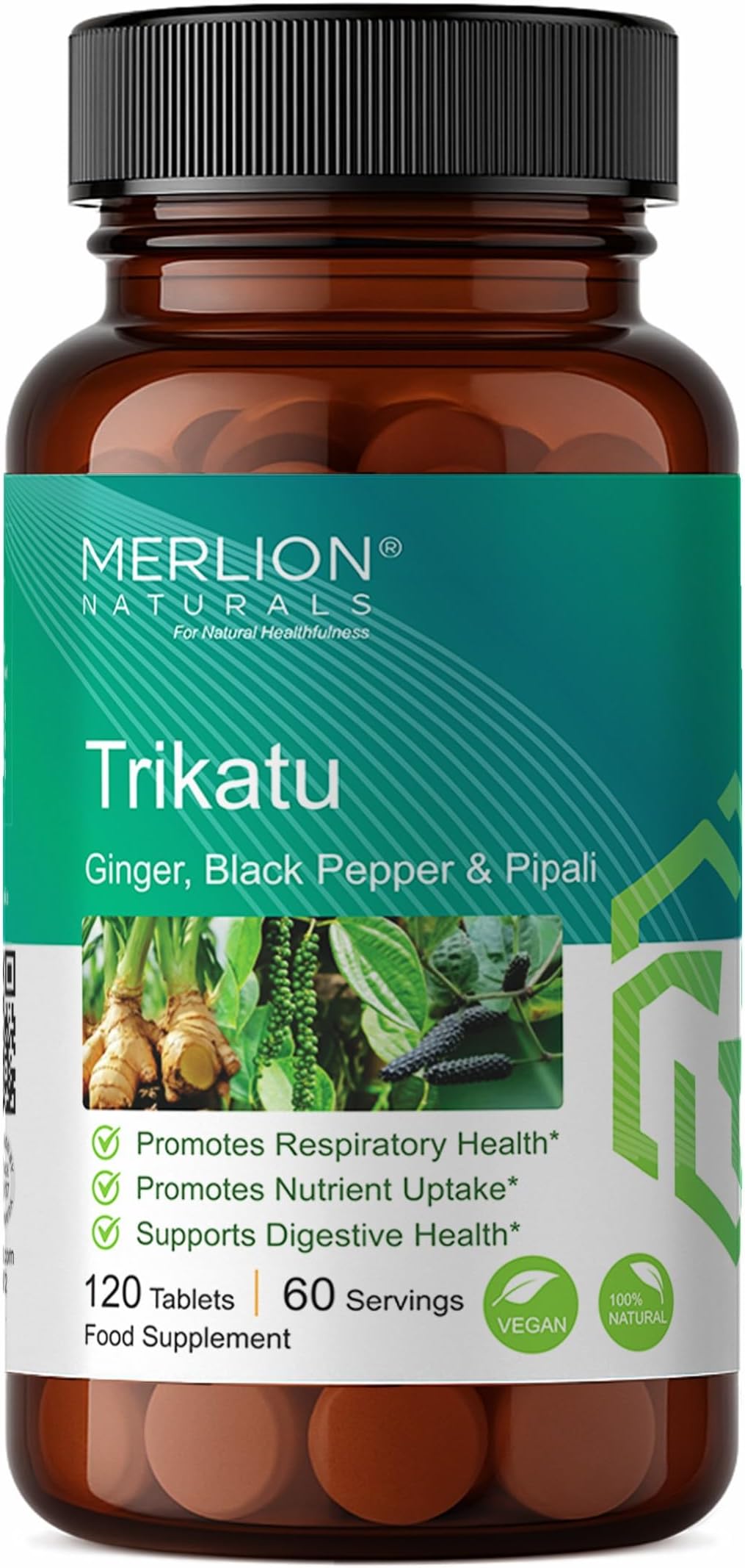 Trikatu Tablets ( Ginger, Black Pepper & Pippali ), All Natural, Pure Herbs 500mg x 120 Tablets