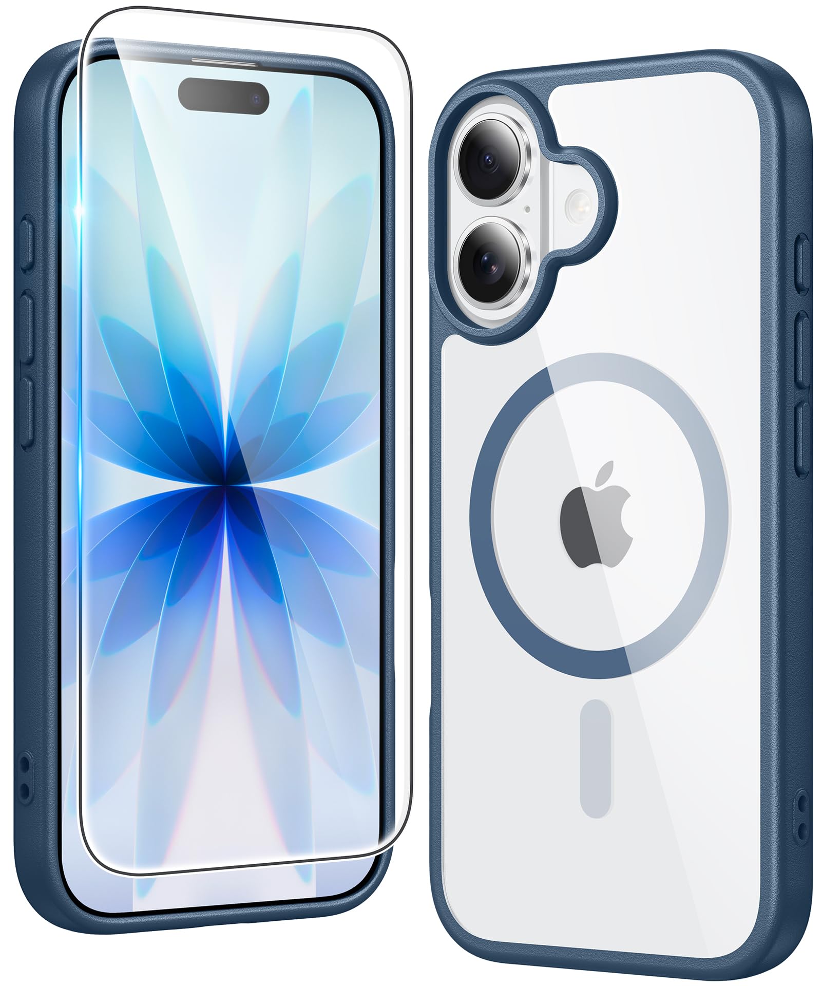 Photo 1 of FNTCASE for iPhone 17 Case Clear: Magnetic Phone Cases with Screen Protector Drop Proof Compatible with Magsafe Slim Anti Yellowing Rugged Shockproof Protective Transparent Cell Cover (B-Blue)